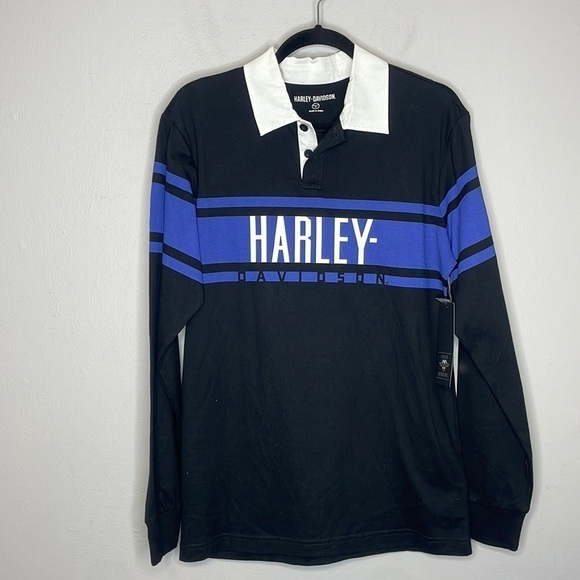 Harley-Davidson | Men’s Rugby Style Longsleeve‎ Shirt Size Small NWT - Picture 1 of 6